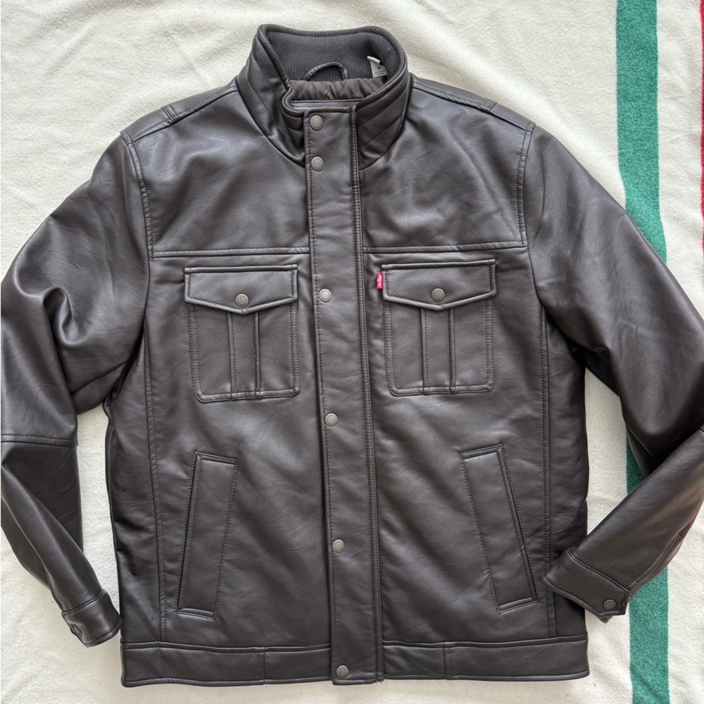 NWOT Levi Strauss & Co Black Pleather Jacket Size M